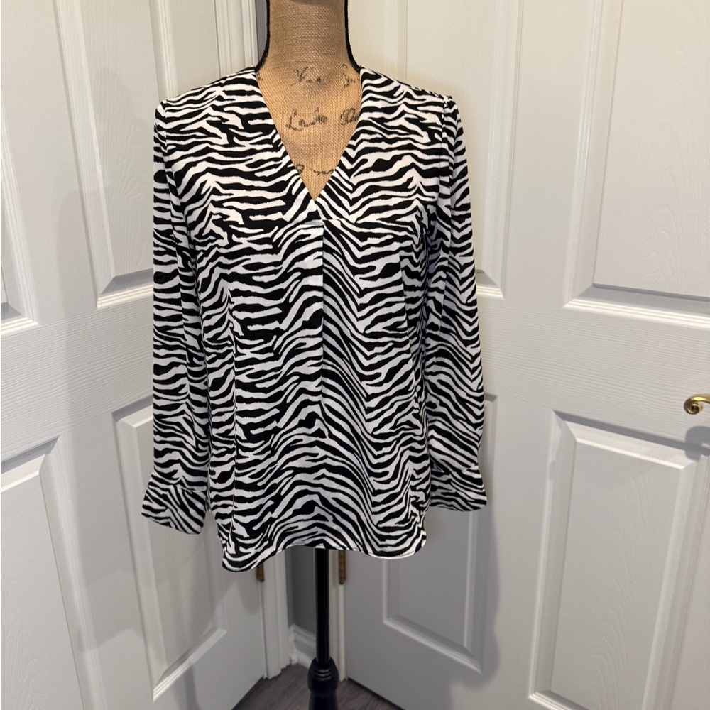 Banana Republic Black and White Zebra V-Neck Blouse